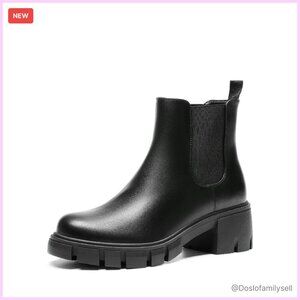 Chunky Block Heel Chelsea Boots Slip On Platform Ankle Booties Fall Shoes